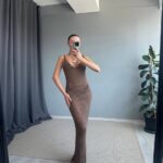Brown Crochet Maxi Cover-Up Dress