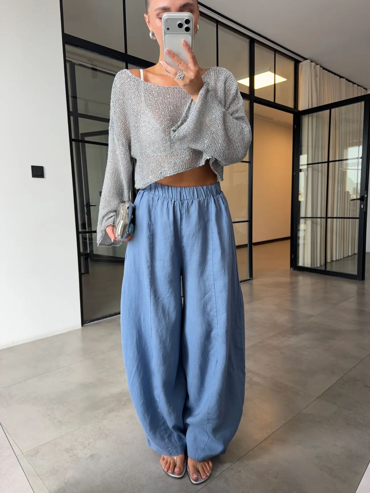 92e87f89-a08b-4199-a674-5502aa944b6c Light Blue Wide Leg Linen Pants - Image 1