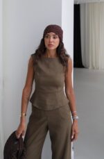 Dark olive green linen set - Image 3