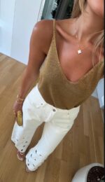 Gold Sleeveless V-Neck Tank Top - Image 2