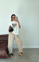 Beige Wide Leg Cargo Pants
