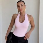 Pink Halter Neck Bodysuit