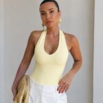 Yellow Halter Neck Bodysuit