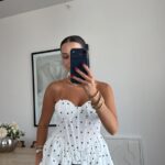 White Polka Dot Peplum Corset Top