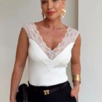 White Lace Trim Sleeveless Top