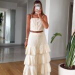 Ivory Eyelet Crop Top and Skirt Set