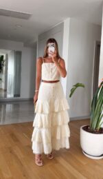 Ivory Eyelet Crop Top and Skirt Set