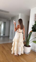 Ivory Eyelet Crop Top and Skirt Set - Image 2