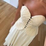 Cream Pleated Maxi Skirt