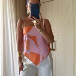 Pink Orange Abstract Print Camisole Top