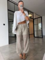 Silver Sequin Sheer Wide Leg Pants - Image 4