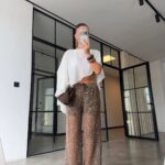 Brown Sequin Sheer Wide Leg Pants