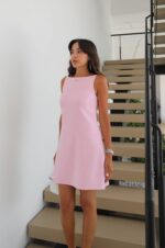 Sleeveless Pink Shift Mini Dress - Image 2