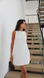 Sleeveless White Shift Mini Dress - Image 3