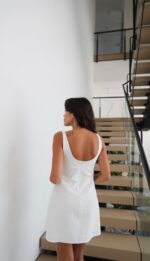 Sleeveless White Shift Mini Dress - Image 2