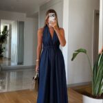 Dark Blue Halter Maxi Dress