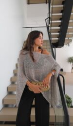 Silver Mesh Poncho Top