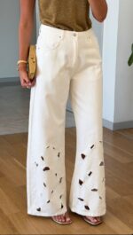 White Wide Leg Jeans - Image 3