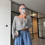Silver Knit Cropped Sweater Top