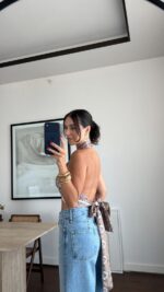 Paisley Halter Crop Top Brown White - Image 2