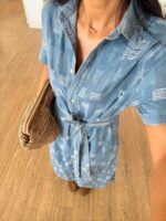 Blue Denim Shirt Dress With Belt - Image 3