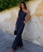 One Shoulder Dark Denim Set - Image 2