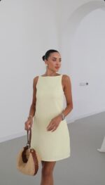 Sleeveless Light Yellow Mini Dress - Image 2