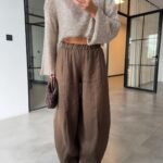 Brown Linen Wide Leg Linen Pants