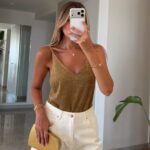 Gold Sleeveless V-Neck Tank Top