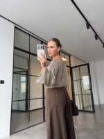 Metallic Knit Cropped Long Sleeve Top - Image 2