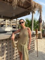 Gold Metallic Knit Beach Cover-Up
