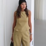 Light olive green linen set