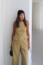 Light olive green linen set