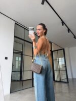 Beige Asymmetric Halter Knit Top - Image 3