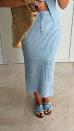 Light Blue Crochet Knit Coverup - Image 2