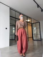 Brown Sequin Long Sleeve Crop Top - Image 4