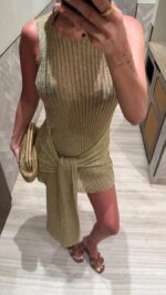 Gold Metallic Knit Beach Cover-Up - Image 6