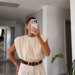 Sleeveless Beige Cotton Top