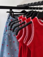 Red Ribbed Tank Top With White Trim - Image 2