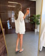White Eyelet Shirt and Shorts Set - Image 2