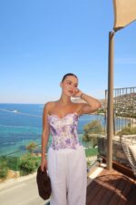 Purple Floral Mesh Corset Top - Image 5