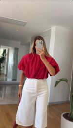 Red Puff Sleeve Summer Top