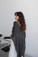 Black Knit Cape Crop Top - Image 3