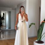 White Sleeveless Maxi Dress With Belt