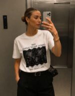 White Graphic Lace Panel T-Shirt