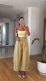 Yellow Wide Leg Pants and Tank Set