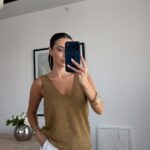 Gold Textured Sleeveless V-Neck Top