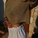 Gold Metallic Sheer Long Sleeve Top