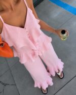 Pink Ruffle Hem Two Piece Set - Image 3