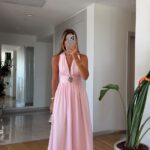Pink Halter Maxi Summer Dress